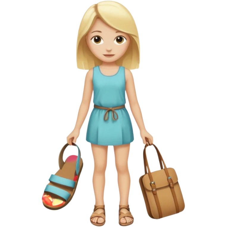 blonde girl holding sandal emoji