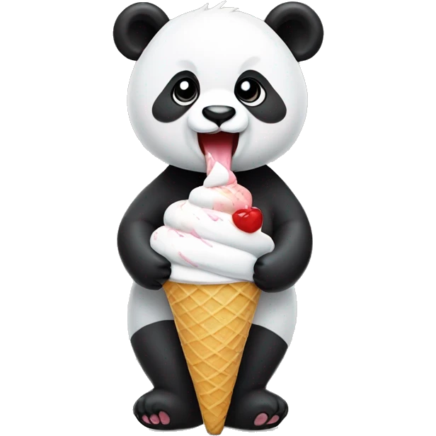 Panda eating ice cream emoji