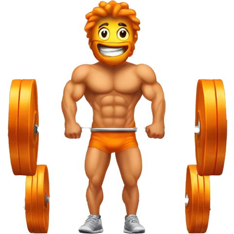 Could you create an Olympic barbell emoji for me, but instead of the usual weight plates, could you have a Cheeto on each side? It's meant to simulate a beginner's weight in a humorous way emoji