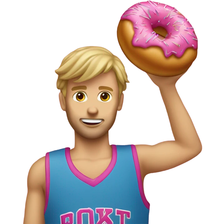 Caucasian Dunking a pink donut basketball emoji