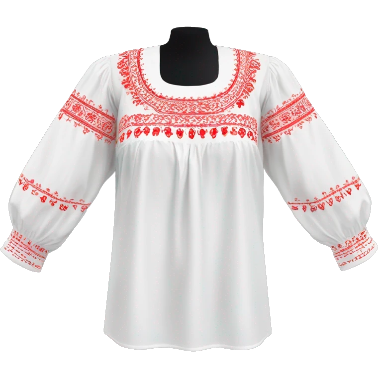  Blouse vyshyvanka, white with red embodiary on sleeves emoji