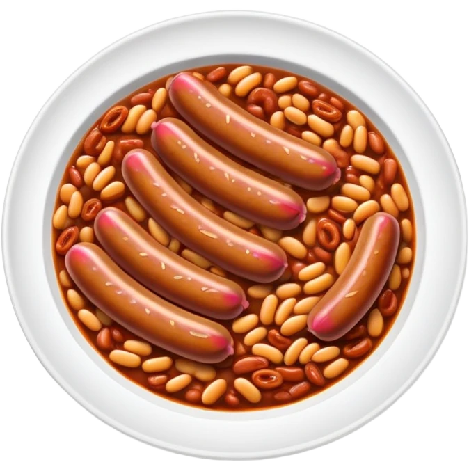 Plate of sliced hot links and beans  emoji