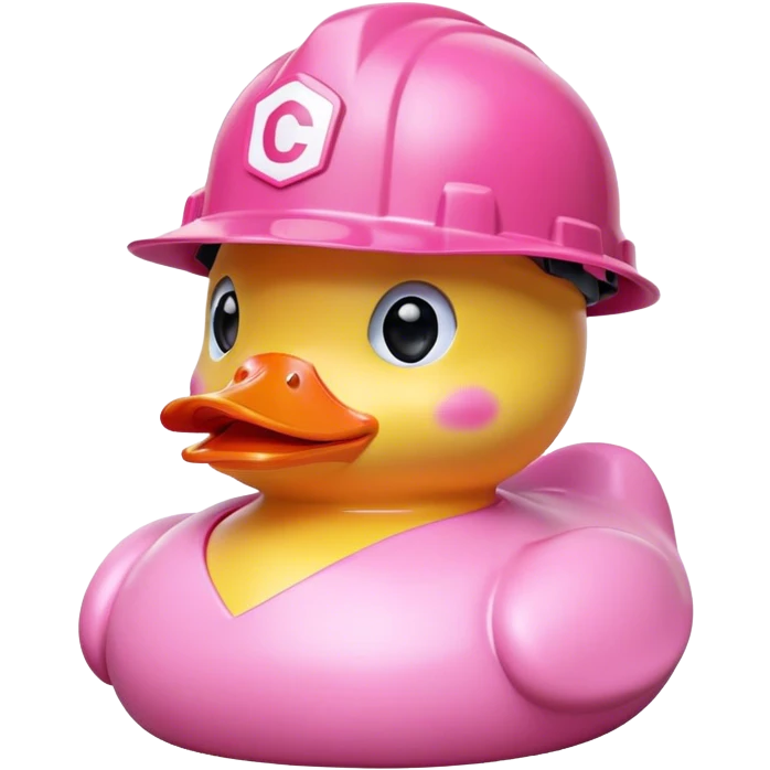 Pink rubber duck with pink hard hat and CTS on the front emoji