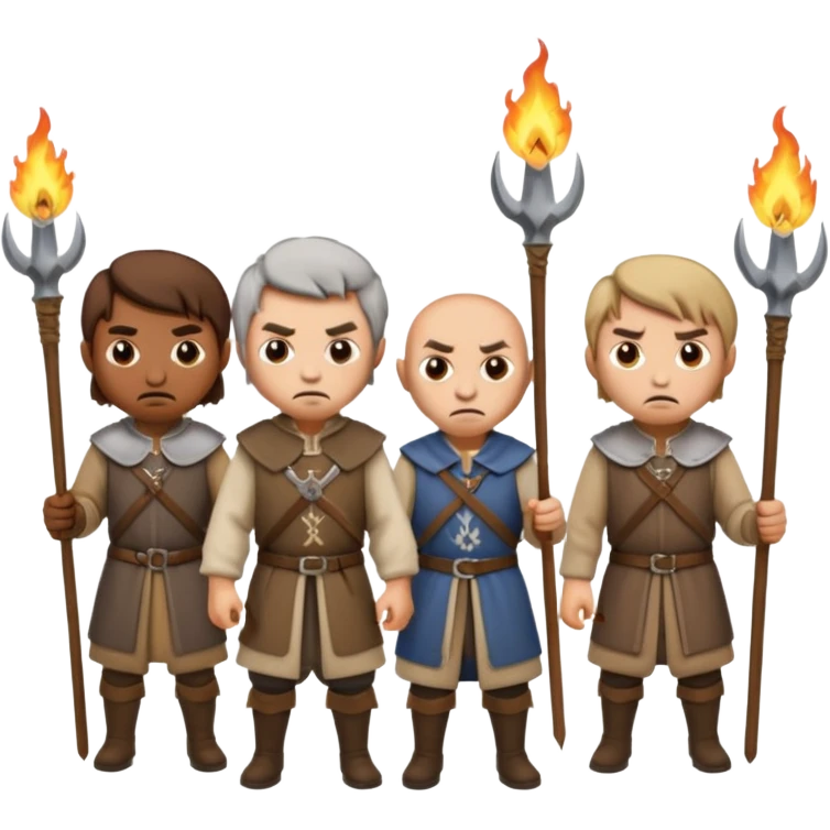 les villageois qui certains ont des fourches + torches sapé en moyen age emoji