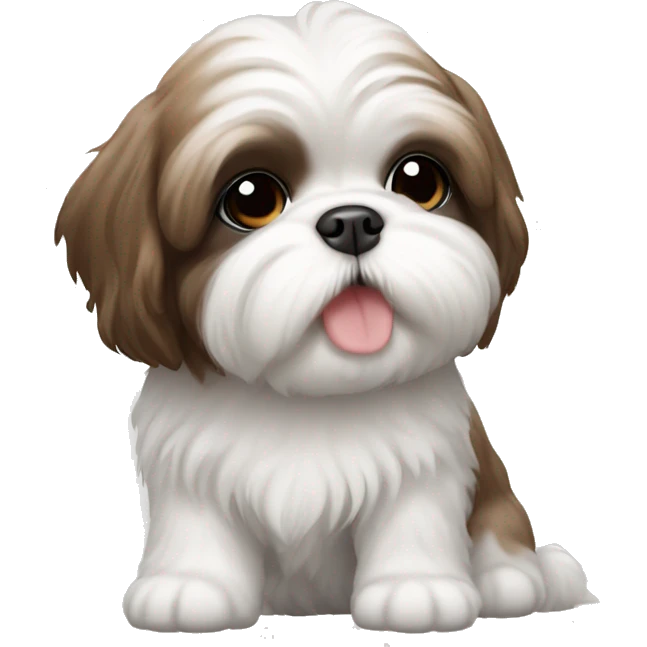 white and brown Shih tzu puppy emoji