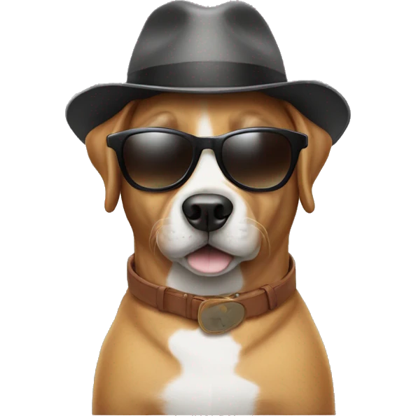Dog wearing sunglasses and hat emoji