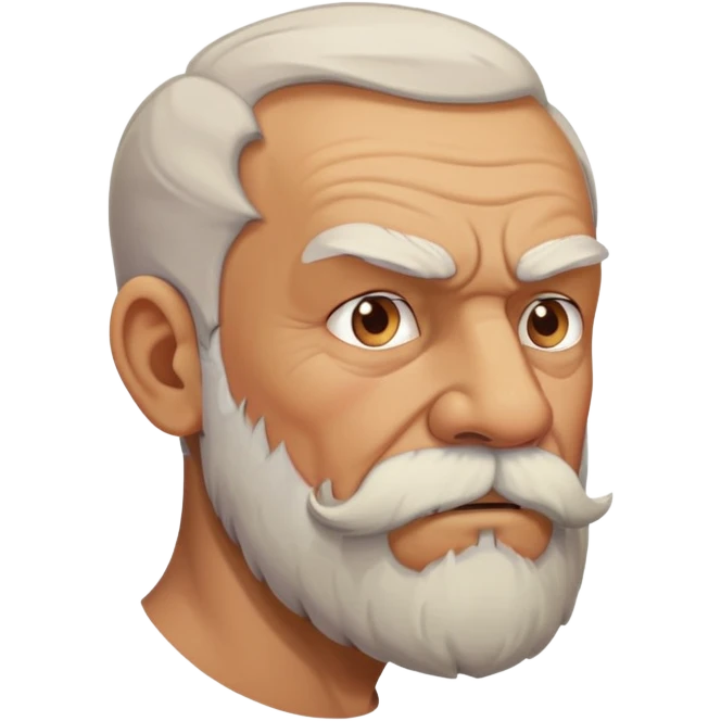 old angry man with beard and mustache in profile view emoji