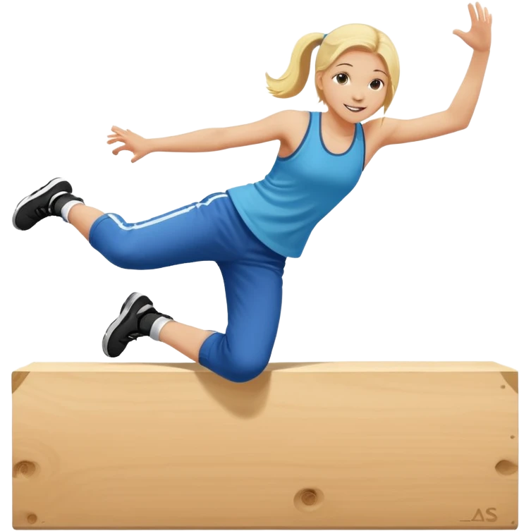 a young blonde girl doing parkour at kids school emoji