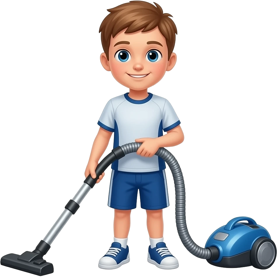 emoji-to-encourage-kids-to-do-chores---should-contain-something-about-house-chores,-ok-replace-the-broom-with-a-vaccum-make-it-atheltic-boy- 10 years old- athletic- caucasian- with-short- light brown-hair emoji
