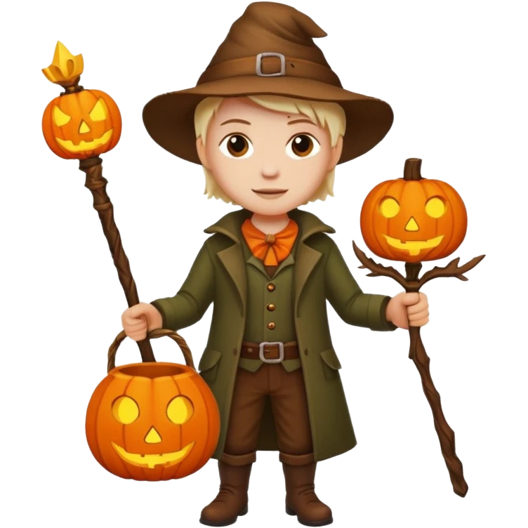 Hunter With Jack o Lantern, with wand emoji