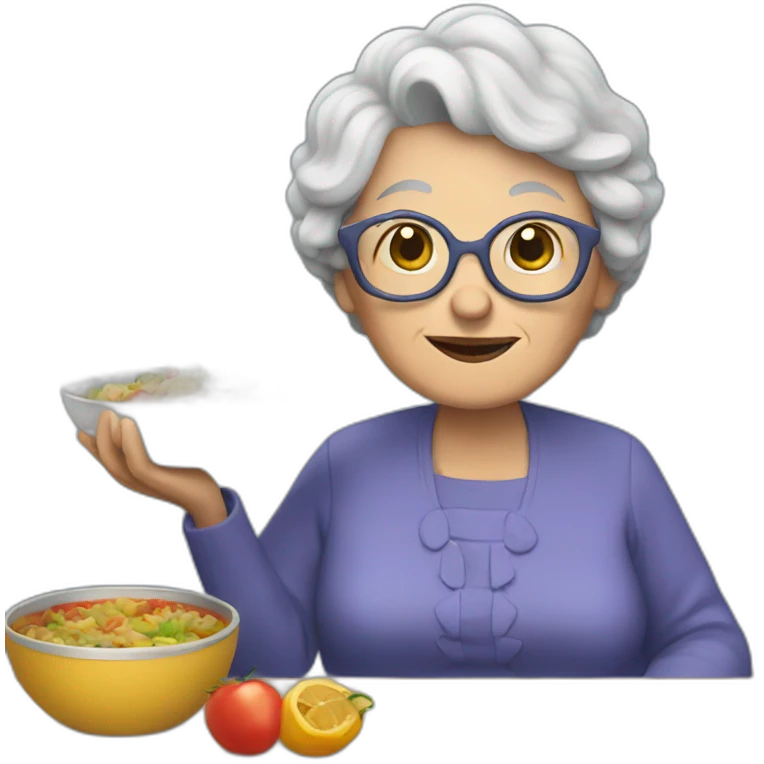 Granny with dinner emoji