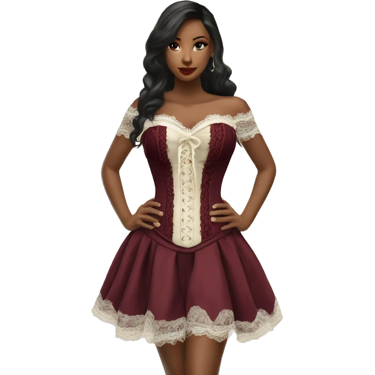 Burgundy ivory corset with lace and bow dress emoji