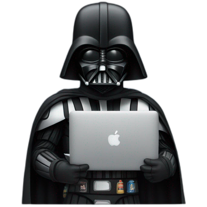 Dark vader holding a beer and a macbook emoji