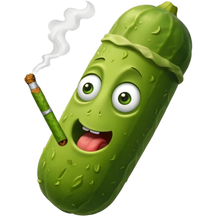 Pickle smoking a joint  emoji