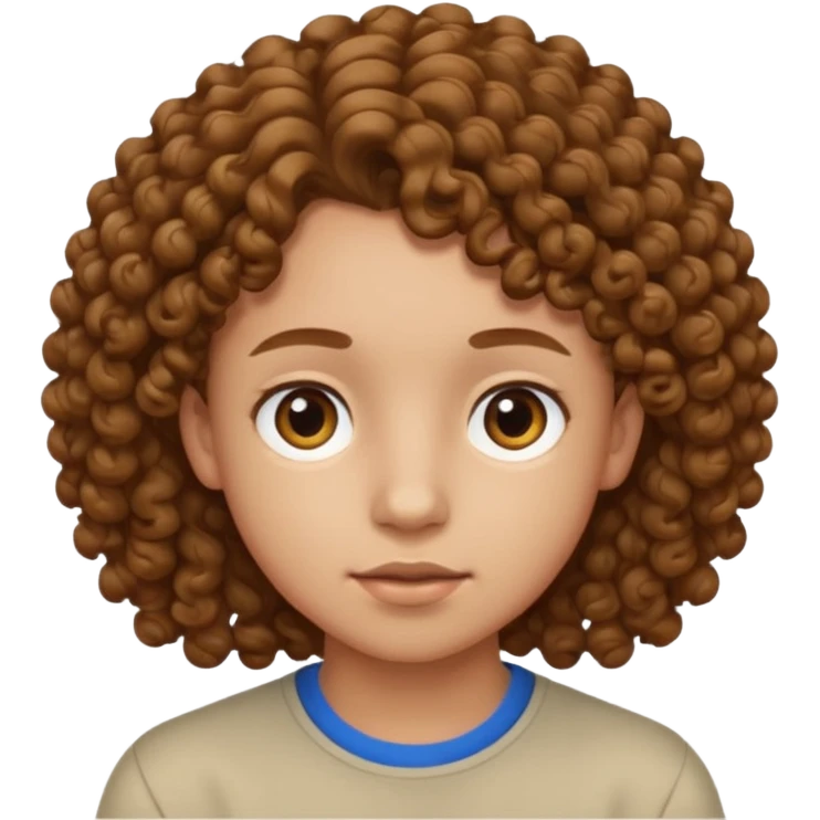 adolescent au visage impassible. Cheveux chatains frisés emoji