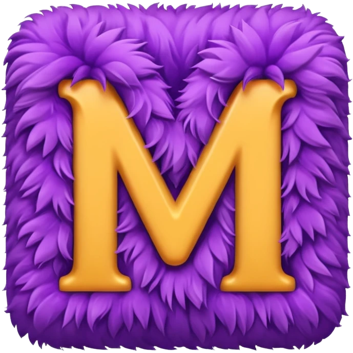The fluffy letter M is purple in color emoji