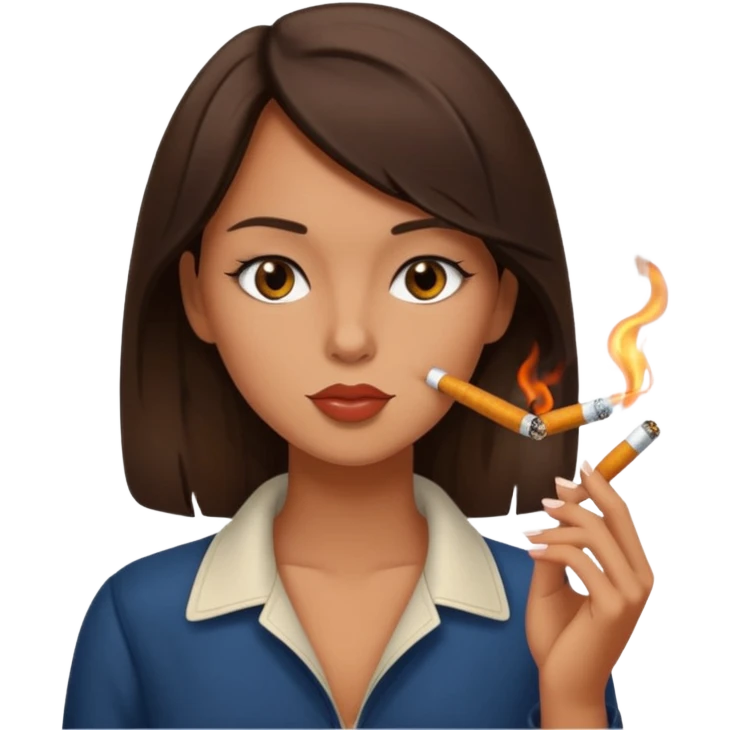 brunette girl smoking a cigarette emoji