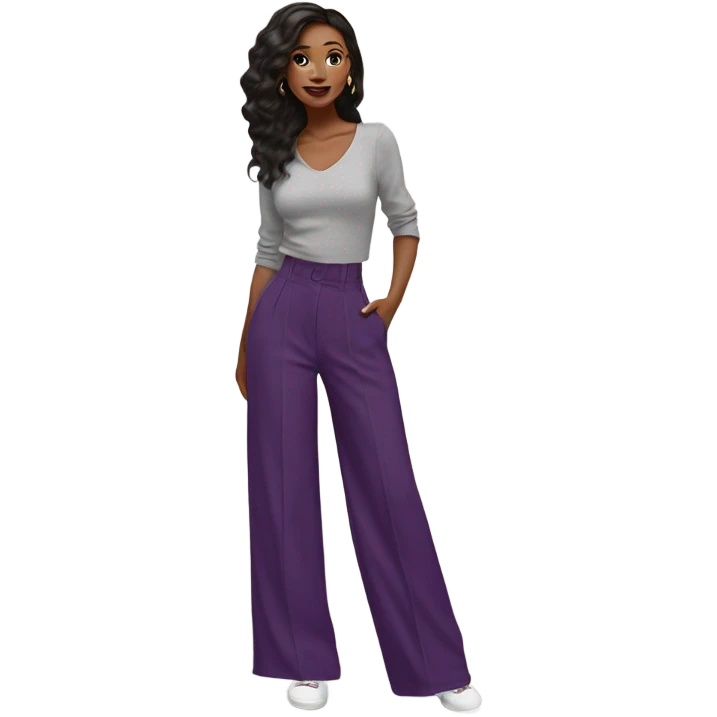 Realistic isolated pair of high waist long wide leg dressy casual pants in purple emoji
