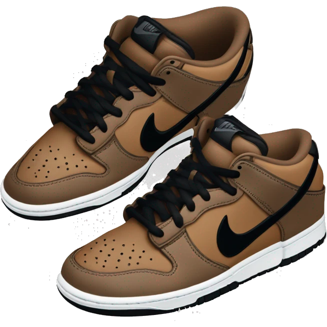 coffee brown nike dunks with black swoosh emoji