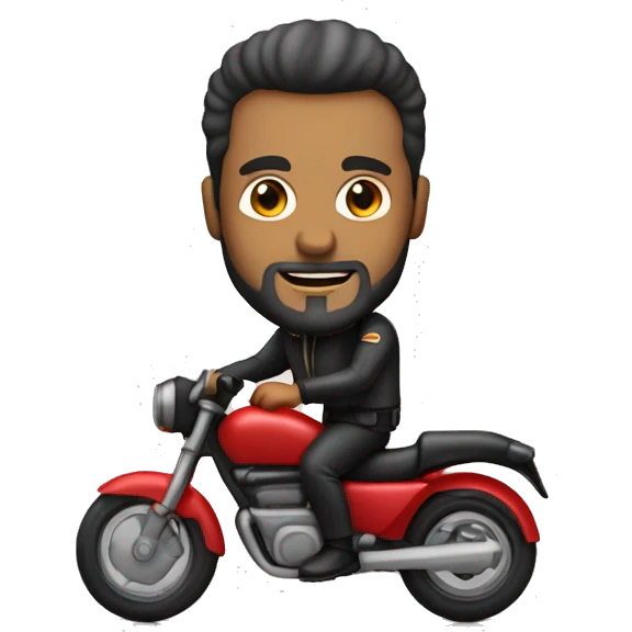 motociclista homem 40 anos, sem barba, meio gordinho, fazendo joia em cima de uma moto emoji
