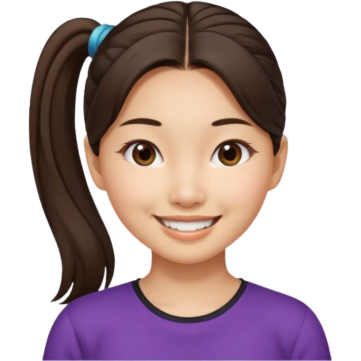 Asian Thai girl, brunette, ponytail, wide nose emoji