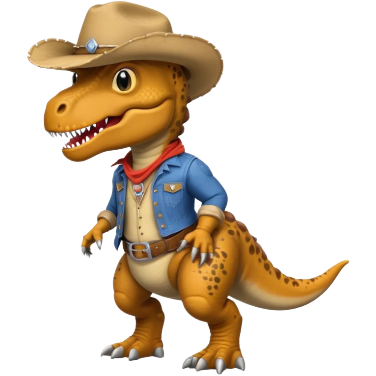 trex dinosaor with cowboy helmet with cowbot clothes emoji