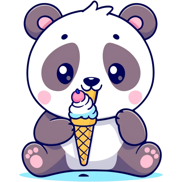 Panda eating ice cream emoji
