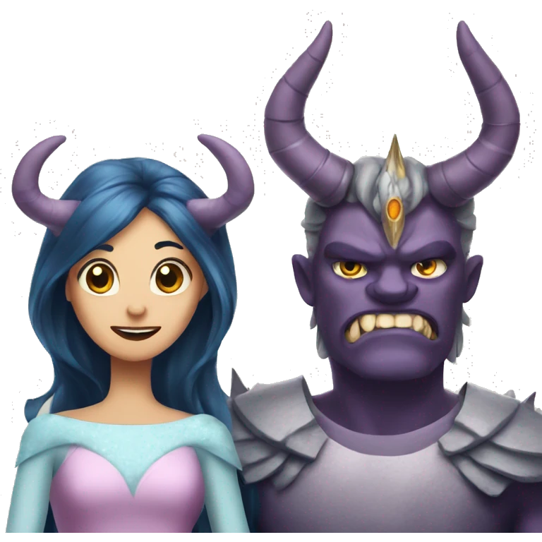 a princess and a monster with horns emoji