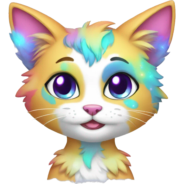 Colorful Sparkle-cat-fursona full body emoji