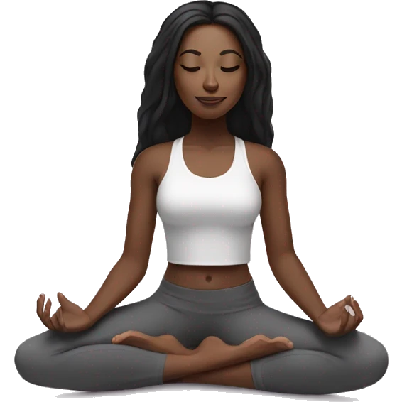 Black Girl with very long black hair in a yoga position  emoji