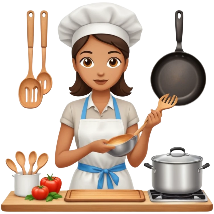 woman in kitchen cooking emoji