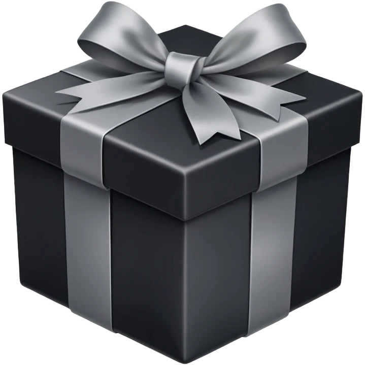 Black present box with grey ribbon  emoji