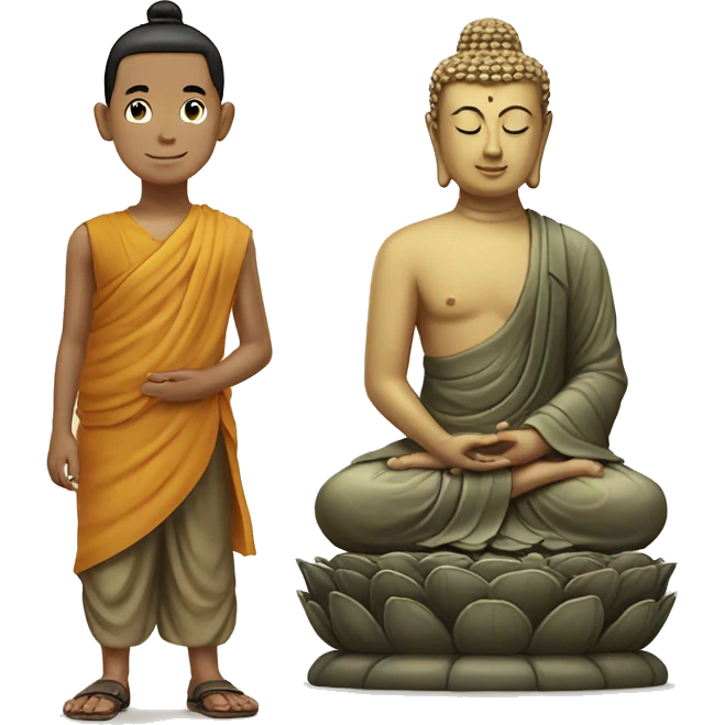 Lord Buddha stand with boy emoji