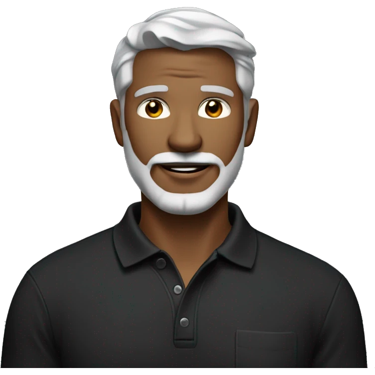 a slim man in 40s with gray hair and trimmer white beard wearing black polo shirt emoji