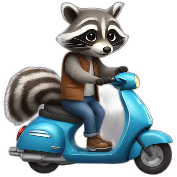 raccoon giving a ride to bunny both on a scooter emoji
