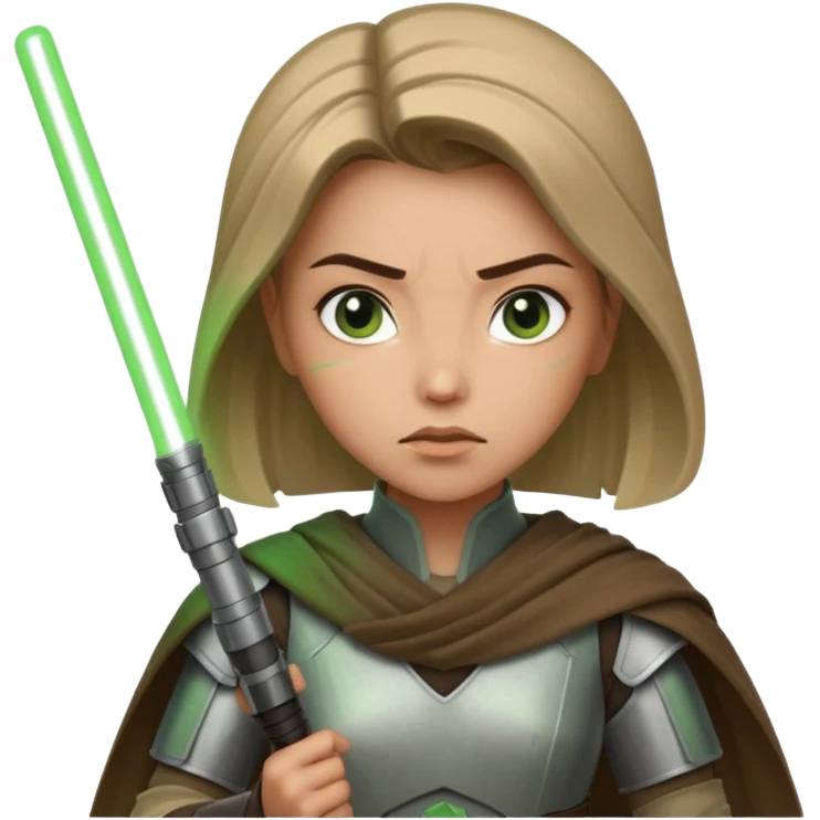 Ios 18, starwars green lightsaber jedi woman  emoji