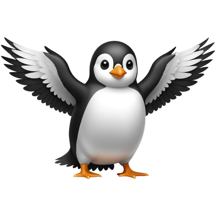 flying penguin with wings spread emoji