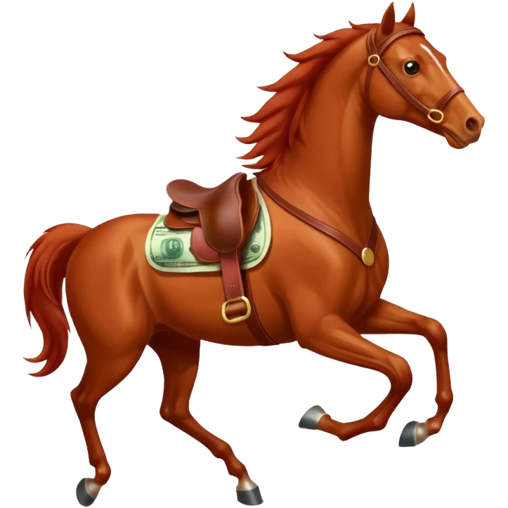 red horse agressive running money on the saddle emoji