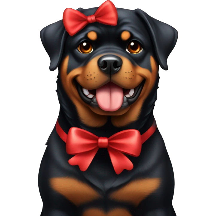 Chubby Rottweiler with red bow emoji
