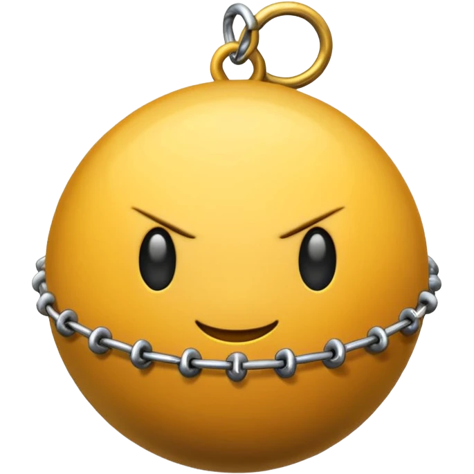 iPhone text message emoji size ball, and chain with spikes emoji