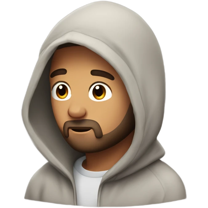 Handsome man with brown hairs and 3 days beard wearing a hoodie as he is praying emoji
