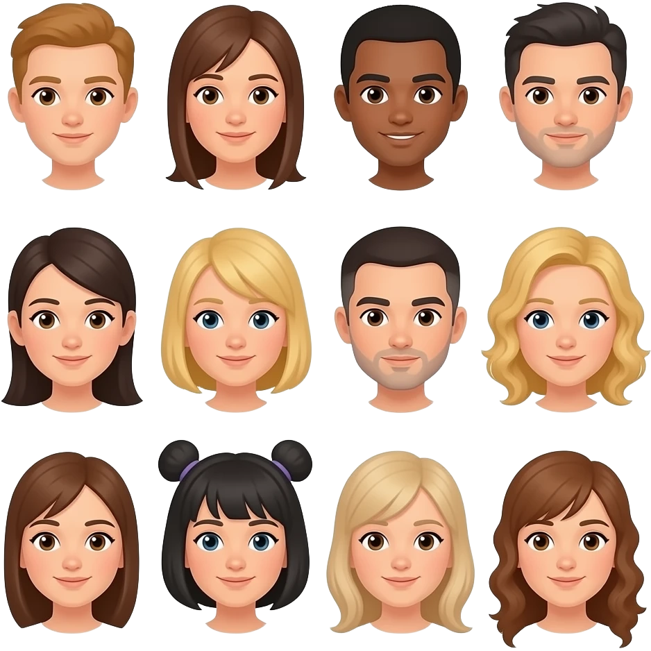 daj mu rózne rodzaje twarzy emoji