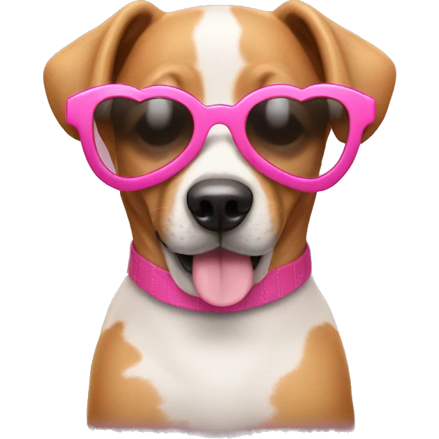 Dog wearing pink heart sunglasses emoji