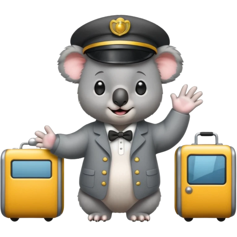 Cute koala bear getting on a train emoji