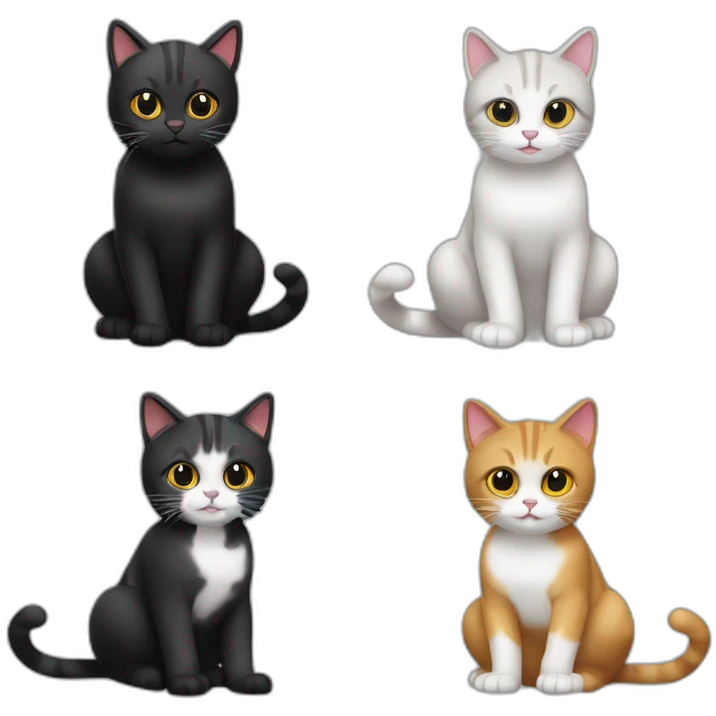 Tres -gatos-jugando,-uno-es-atigrado-y-una-gata-negra-con-manchas-blancas-jugando emoji