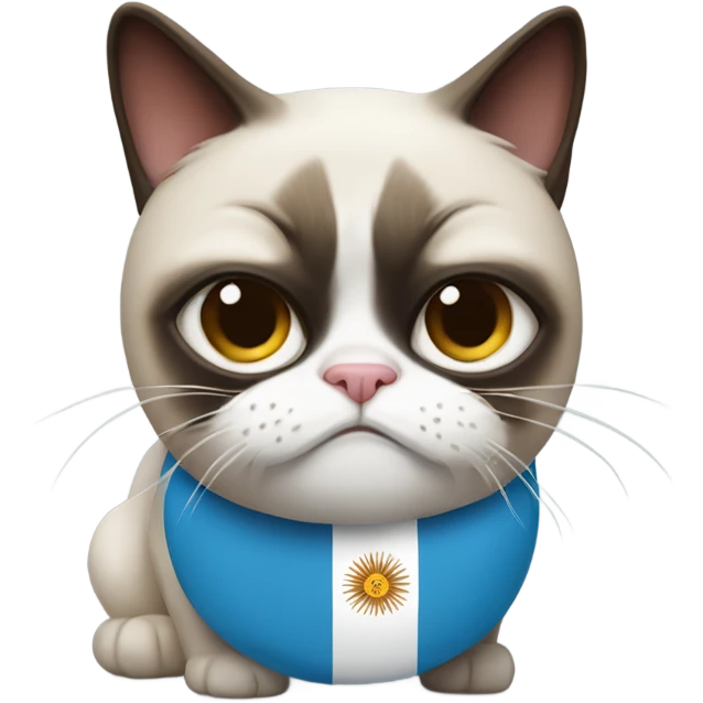 A Grumpy cat with Argentina flag and Yerba mate emoji