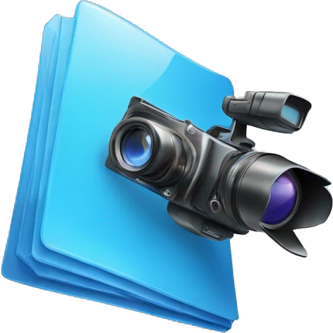 glass blue Folder with video camera emoji