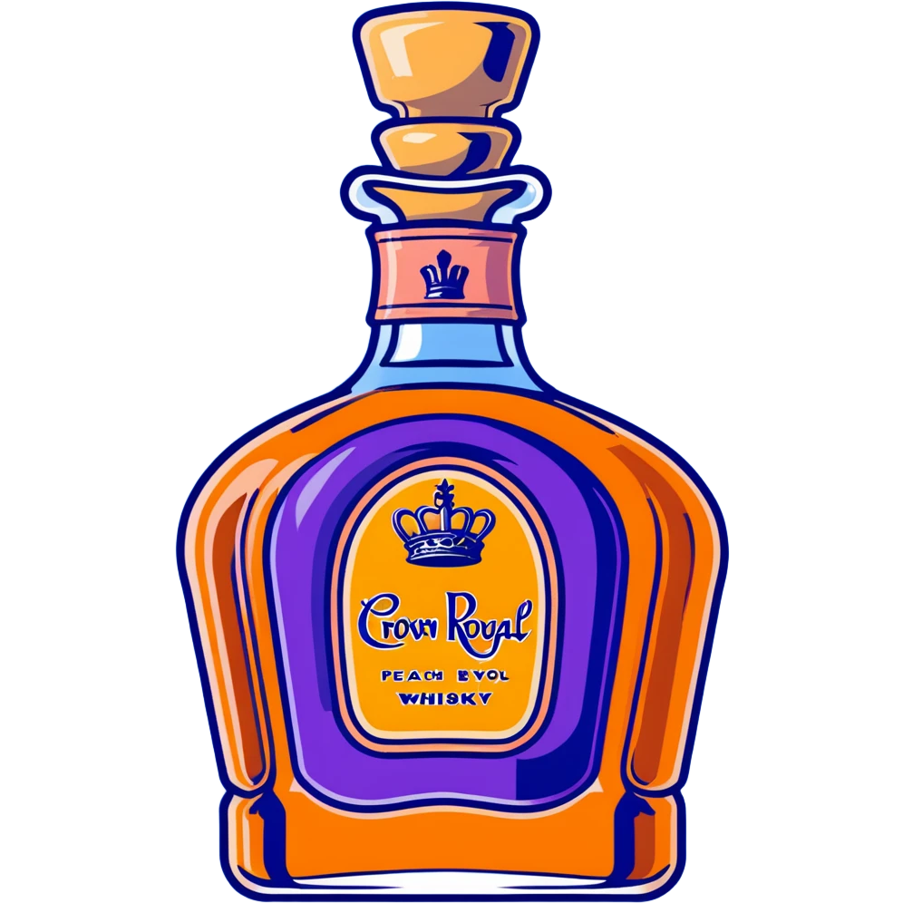 Crown Royal Peach whisky bottle with orange bag emoji