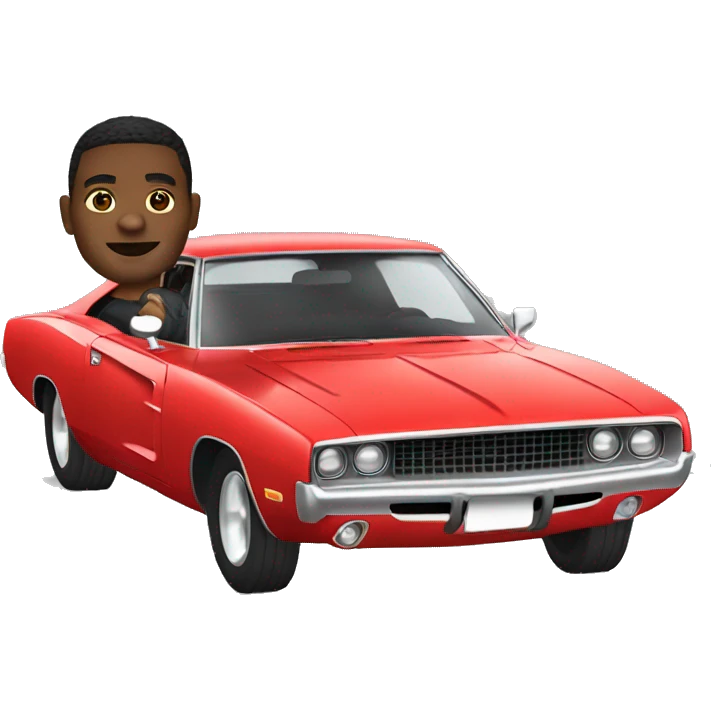 black man driving a dodge charger emoji