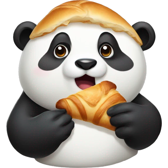 Panda who eats a croissant emoji
